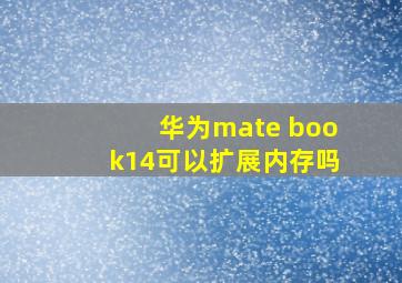 华为mate book14可以扩展内存吗